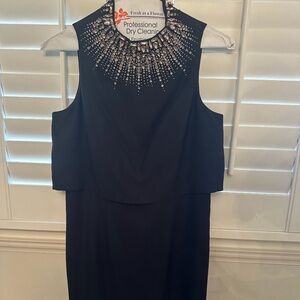 Aidan Mattox Sleeveless Dress - Black with Jeweled Neckline - size 4